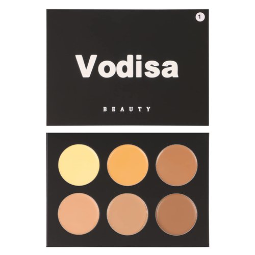 Vodisa 6 Colour Makeup Contour Palette-Creamy Concealer Kit-Professional Blemish Face Conceal Correct Contouring Highlighter Pallet-Base Foundation Beauty Cream Make Up Concealer Palette (01 Light)
