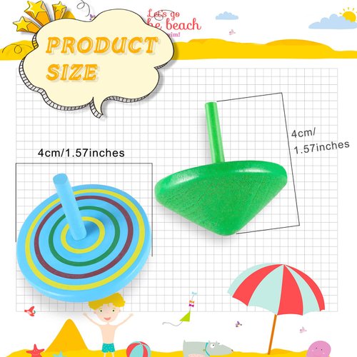 Aoriher Wood Spinning Tops for Kids, Colorful Wooden Gyroscopes Toy, Educational Kindergarten Toys, Rainbow Spin Tops for Games Party Favors Birthday Gifts(12 Pieces)