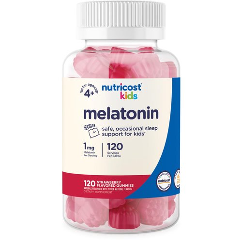 Nutricost Kids Melatonin Gummies 1mg, 120 Gummies, Strawberry Flavored