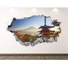 Old Japanese Castle Wall Decal Art Decor 3D Smashed Fortresses Sticker Poster Kids Room Mural Custom Gift BL135 (22"W x 14"H)
