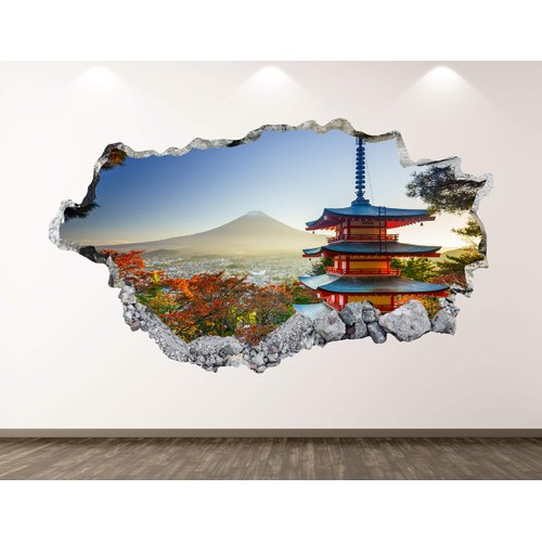 Old Japanese Castle Wall Decal Art Decor 3D Smashed Fortresses Sticker Poster Kids Room Mural Custom Gift BL135 (22"W x 14"H)