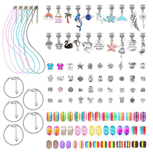 Jewelry Making Kit for Girls 8-12, 110Pcs Charm Bracelet Making Kit For Girls Ages 5-7-12, Girls Jewelry Making Kit Bracelet Kit For Kids 10-12 DIY Necklace Kids Birthday Gifts for 7+ Year Old Girls