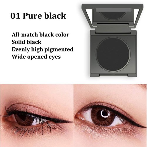 SACE LADY Eyeliner, Pro Cake Eyeliner Powder, Long Lasting Water-Soluble Eyeliner Pressed Powder, Waterproof, Smudge-Proof, Cruelty Free for Makeup Beginner and Pro Makeup Artist 0.12Oz(Black)