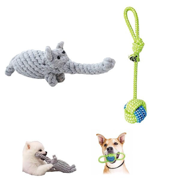cotdoog Puppy Chew Toys & Dog Rope Toys,2 Pack Nearly Indestructible Dog Chew Toys for Aggressive Chewers,Interactive Dog Toys to Keep Them Busy,100% Cotton Teeth Cleaning