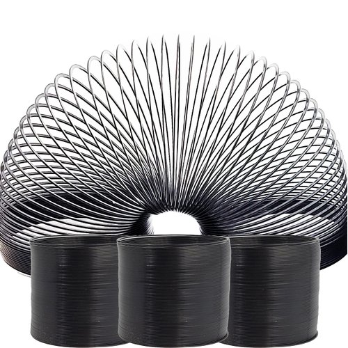 The Dreidel Company Black Metal Coil Spring, Goody Bag Fillers, Party Favor for Kids, Variety of 2.4" (60mm) Individually Boxed (2-Pack)