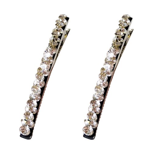 Vpang 2 Pcs Shiny Rhinestone Diamond Hair Barrette Clip Hair Pin Hair Clip Bobby Pins Duckbill Alligator Clip Pin Hair Accessories for Women Girls (White)