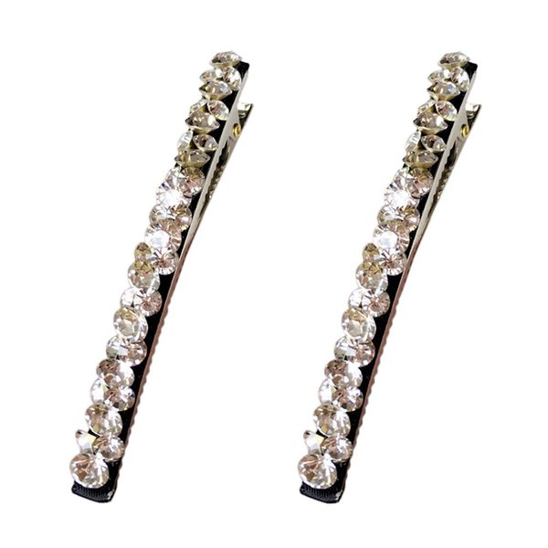 Vpang 2 Pcs Shiny Rhinestone Diamond Hair Barrette Clip Hair Pin Hair Clip Bobby Pins Duckbill Alligator Clip Pin Hair Accessories for Women Girls (White)