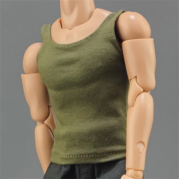 Panchitalk 1/6 Scale Soldier Tank Top Sport T-Shirt Sleeveless Vest Clothes for 12'' Male Action Figure Body(White)