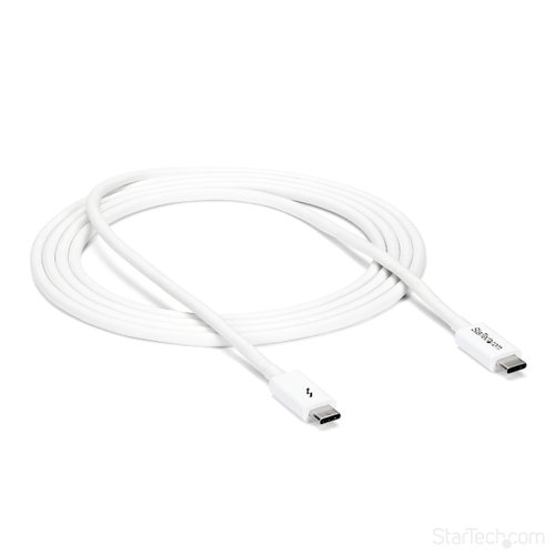 StarTech.com 6.6ft (2m) Passive Thunderbolt 3 Cable, 20Gbps, 100W PD, 4K Video, Thunderbolt Cable, Compatible with USB4/DP Alt Mode, Thunderbolt 4, USB 3.2/Type-C (TBLT3MM2MW)