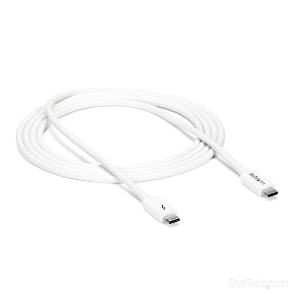StarTech.com 6.6ft (2m) Passive Thunderbolt 3 Cable, 20Gbps, 100W PD, 4K Video, Thunderbolt Cable, Compatible with USB4/DP Alt Mode, Thunderbolt 4, USB 3.2/Type-C (TBLT3MM2MW)