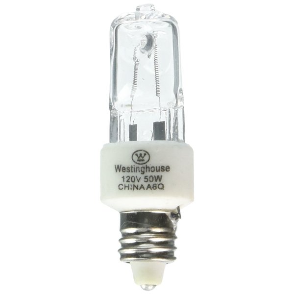 Westinghouse Lighting 0442300, 50W T4, E11 Mini-Can Base Clear 1300Hr 600LM 120V Halogen Light Bulb