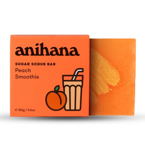ANIHANA Sugar Scrub Soap Bar with Coconut Oil, Moisturizing, Gentle, Exfoliating Body Scrub, Refreshing Peach Smoothie Scent, 3.6 Oz