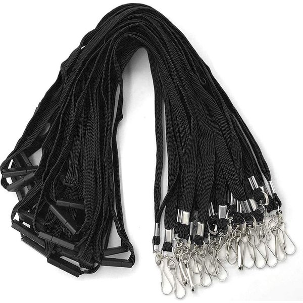 Bird Fiy Lanyards Safety Black Lanyards Neck Flat Premium Breakaway Badge Lanyard with J-Hook for ID Nametag Badge Holder (Black, 25 PCS)