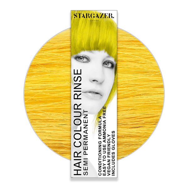 StarGazer Semi Permanent Hair Color - YELLOW - Amonia Free Hair Dye Includes Gloves