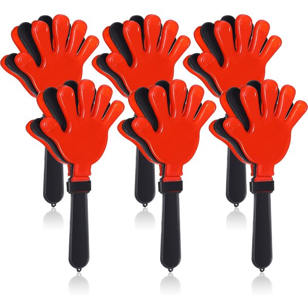 Syhood 6 Pcs Hand Clappers 7.5 Inch Noise Makers Party Favors Sports Clapper Plastic Clapper Sporting Events Cheers for Football Basketball Game Birthday Decorations Gift Supplies (Red and Black)
