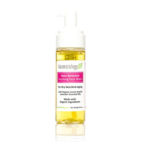 Kosmatology Rose Geranium Organic Foaming Facial Wash For Aging Skin, 6 fl oz
