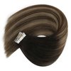 Sunny Hair Ombre Tape in Hair Extensions Real Human Hair Ombre Black Tape in Extensions Human Hair Natural Black to Dark Brown with Ash Brown Human Hair Tape Extensions Ombre 10pcs 24inch