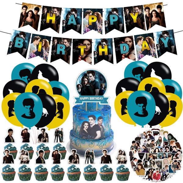 The 𝓣𝔀𝓲𝓵𝓲𝓰𝓱𝓽 𝓢𝓪𝓰𝓪 Birthday Party Supplies, The 𝓣𝔀𝓲𝓵𝓲𝓰𝓱𝓽 𝓢𝓪𝓰𝓪 Theme Birthday Party Decorations, Includes Cupcake Toppers Banner ,18 Balloons,𝓣𝔀𝓲𝓵𝓲𝓰𝓱𝓽 Stickers Theme for Party
