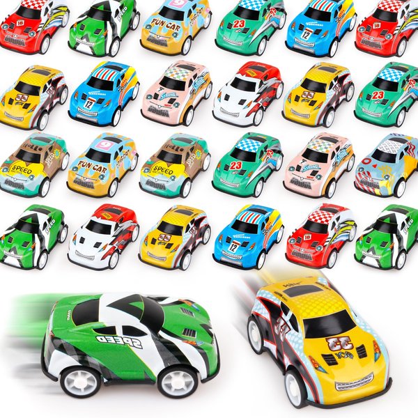 Adecortalk 36PCS Mini Pull Back Cars for Kids Toddlers 3-5 4-8 Years Old, Racing Cars Party Favors Bulk Vehicles Set, Classroom Prizes Box Pinata Fillers for Boys and Girls