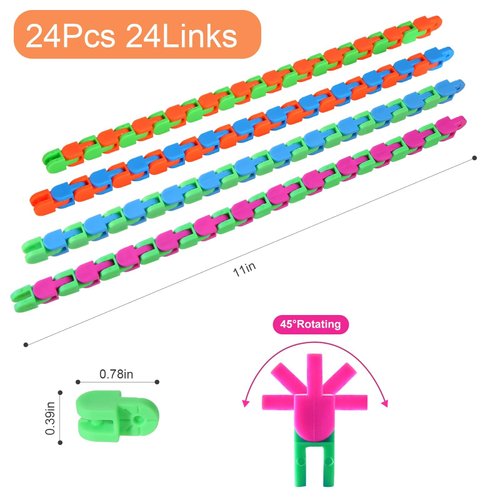 Woosir 24 Pack Wacky Tracks Fidget Toys Sensory Toys Gifts for Kids Classroom Back to School Gifts for Students Party Favors Christmas Goodie Bags Fillers Snake Click Toys Autism Stress Relief Adults