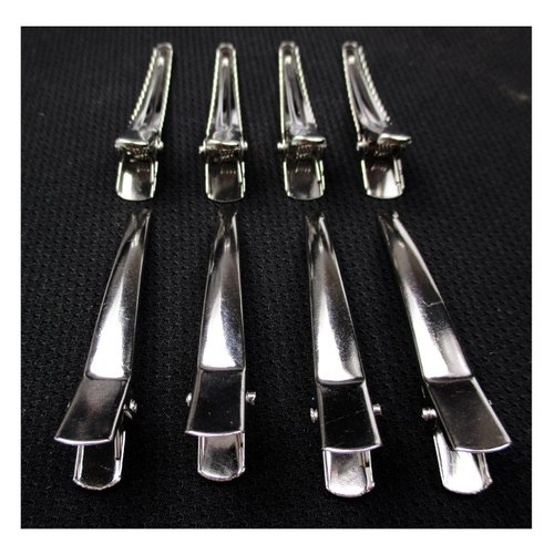 ALL in ONE 50pcs Metal Silver Single Prong Alligator Hair Clip Nickel Free 35mm