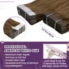 LaaVoo Tape in Hair Extensions Ombre Tape in Extensions Human Hair Balayage Light Brown to Ash Blonde Mix Platinum Blonde Hair Extensions Tape in Human Hair Seamless 18 Inch 20pcs 50g