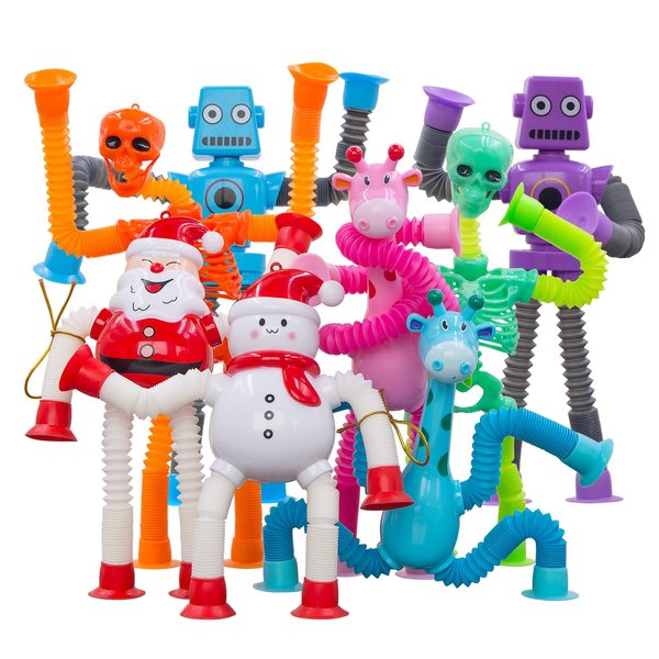Pop Tubes Robot Fidget Toys for Kids, 8Pack Fidget Sensory Stretchy Toys for Ages 3 4 5 6 7 8 9 10 Fidget for Stress and Anxiety Relief, Christmas Stocking Stuffers Gift for Kids (8 Pack Mixed)