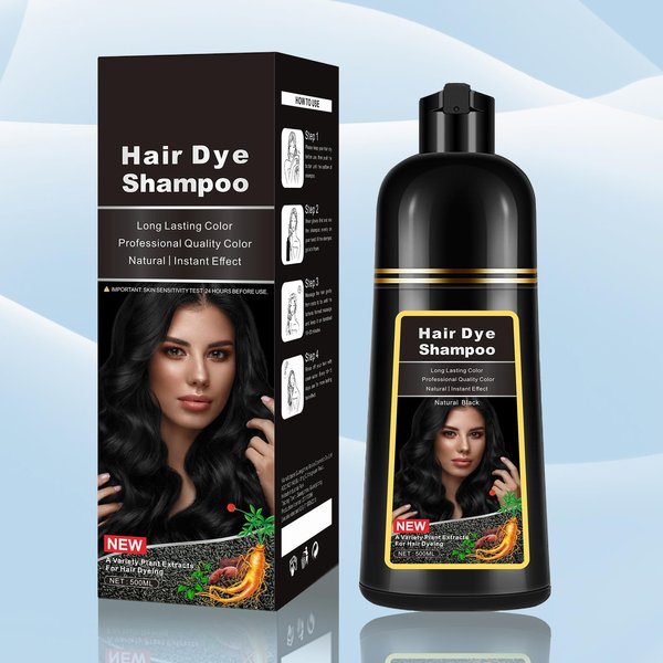 CSFDXD Instant Black Hair Dye Shampoo 3 in 1,Black Hair Shampoo Hair Color Shampoo for Gray Hair Coverage, Herbal Black Hair Dye for Men & Women Colors in 10-15 Minutes 500ml