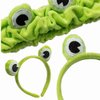Green Funny Cute Frog Headband, Soft Elastic Makeup Washing Face Frog Eye Hair Band Hoop Headwrap Hairband for Women Girls Shower Spa Mask Yoga (2 Pack)
