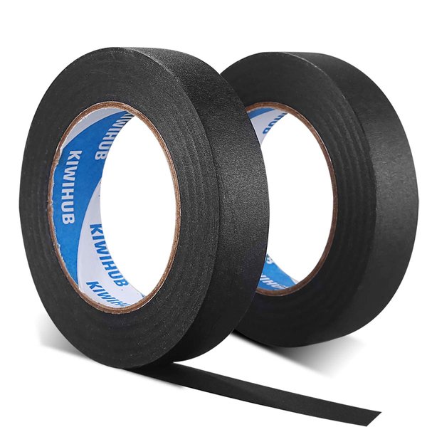 KIWIHUB Painter's Tape, 1"(25mm) x 60 yd (120 Yards Total), 2 Rolls - Black Painting & Masking Tape - Multi Surface Use - 14 Day Clean Release Trim Edge Finishing Tape