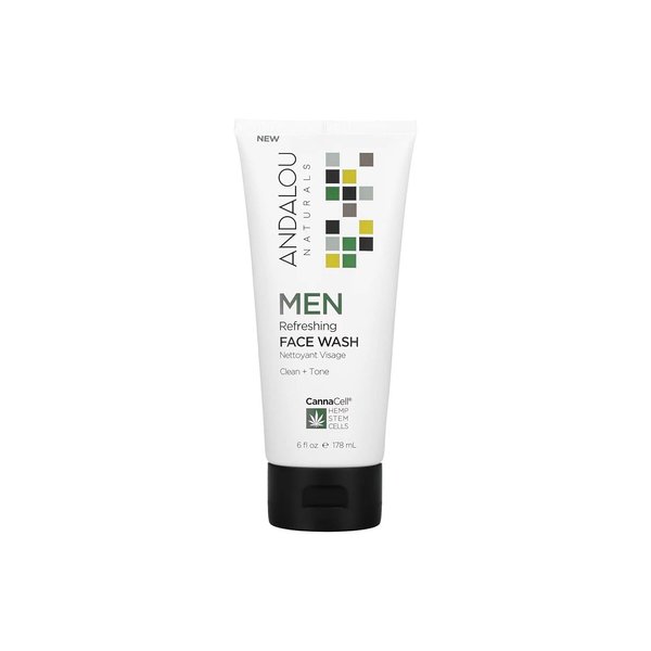 Andalou Naturals Men Refreshing Face Wash with CannaCell, 6 Ounces