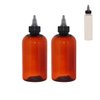 Set of 2 Hair Applicator Plastic Bottles + BONUS 8 oz Natural Bottle | 8 oz Amber Squeeze Boston Round Bottles with Twist Top Dispensing Caps | Yorker Caps for Hair, Oil, Shampoo, Skin Care
