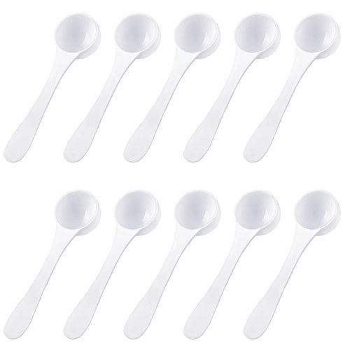 10 PCS Plastic Measuring Spoons Measuring Spoon Set 5 ml Teaspoon Measuring Spoons Food Grade Long Handle Reusable White Coffee Sugar Spices Protein Spoons for Cooking and Baking