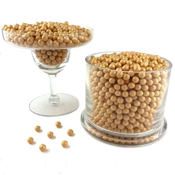 Color It Candy Shimmer Gold Pearls 2 Lb Bag - Perfect For Table Centerpieces, Weddings, Birthdays, Candy Buffets, & Party Favors.