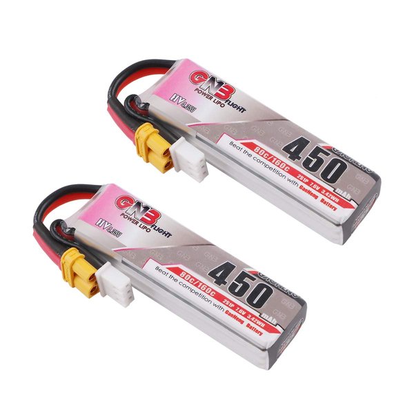 GAONENG 450mAh 2S HV LiPo Battery 7.6V 80/160C XT30 Plug for Trashcans Larva X Micro FPV Racing Drone Quadcopter 2PCS