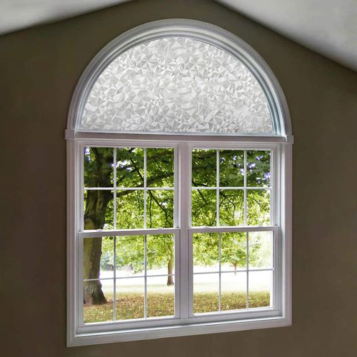 PROTINT WINDOWS Precut Pattern Texture Arched Window Film Shade, Self Adhesive Static Cling, 27 inches Diameter