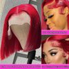 Pre Plucked HD Transparent 13X4 Straight Red Blunt Cut Bob Wig Human Hair Lace Frontal Wig With Baby Hair Natural Hairline Glueless 100% Unprocessed Human Hair Red Bob Wigs Lace Front With Black Women