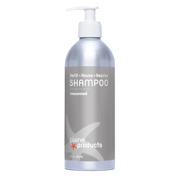 Plaine Products Eco-Friendly Shampoo - Unscented - Sulfate Free, 16oz (Refillable with Pump)