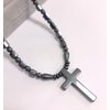 Ecooon Cross pendant hematite magnetic therapy necklace for men and women, healing stone jewelry unisex 22" length