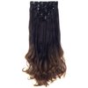 LELINTA 7Pcs 16 Clips 24 Inch Wavy Curly Full Head Clip in on Double Weft Hair Extensions Dark Brown To Ginger Brown