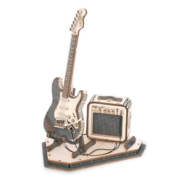 ROKR 3D Puzzles for Adults Wooden Craft Kits Musical Instrument Model Kit Collectibles Home Desk Room Decor (Electric Guitar)