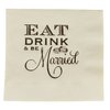 Funky Junque Eat Drink and Be Married Beige Disposable Napkins 25 Pack 3-Ply Just Married Cocktail Napkins for Weddings Parties