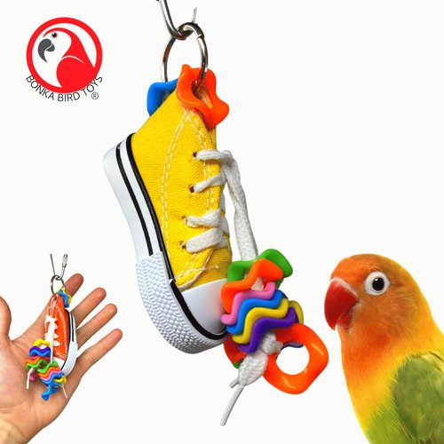 Bonka Bird Toys 1928 Wiggle Sneaker Bird Toy Parrot Craft Cage Cages Cockatiels Budgies Parrotlet