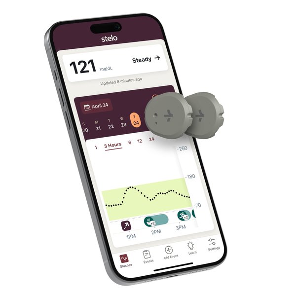 Stelo Glucose Biosensor & App by Dexcom - A Leader in Continuous Glucose Monitoring (CGM). 24/7 Tracking & Personalized Insights to Reveal Patterns. 2-Pack (Up to 15 Days Each). iOS & Android.