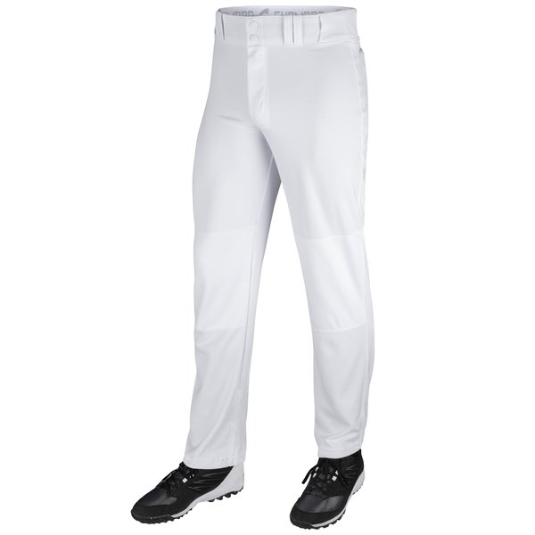 CHAMPRO Boys Open-Bottom Loose-Fit Baseball Pant with Adjustable Inseam and Reinforced Sliding Areas, White, X-Small