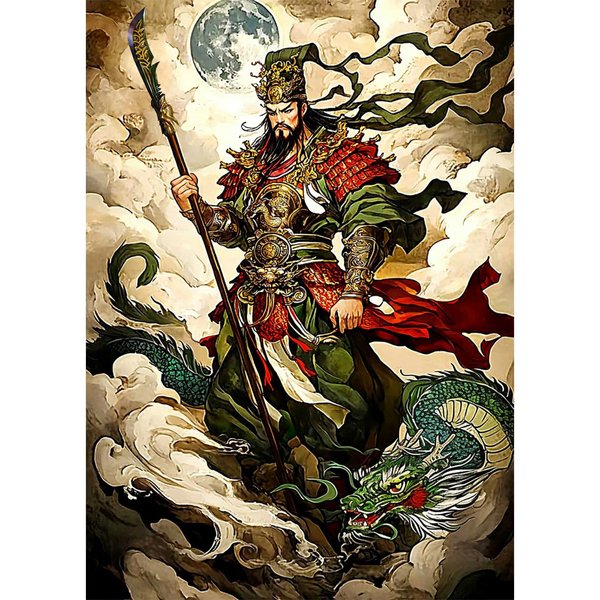 Lxmsja Guan Yu General Acrylic Full Drill Diamond Art Kits for Adults 12x16 inch