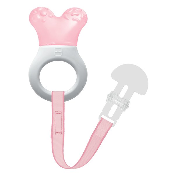 MAM Baby Toys, Teething Toys, Mini Cooler Teether with Clip, Girl, 2+ Months, 1-Count (7172-012-0-1)