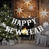 Silver Happy New Year Banner 2025 New Years Banner New Year Eve Banner 2025 Happy Nye Banner 2025 for Happy New Year Party Decorations 2025, New Years Eve Party Supplies 2025