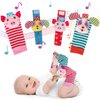 PADONISE Wrist Rattles for Babies 0-6 Months Baby Toys Rattles Socks for Babies 6-12 Months Baby Socks 12-24 Months Soft Sensory Toys for Babies Birth Christening Birthday Christmas Gifts for Baby