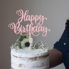 1 PCS Happy Birthday Cake Topper Glitter Happy Birthday Cake Pick Bunting Decor for Anniversary Celebrating Happy Birthday Party Cake Decorations Supplies Light Pink